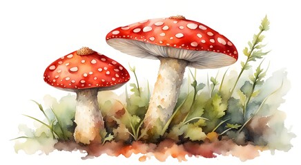 Obraz premium Red fly agaric watercolour