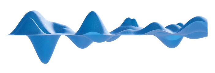 Sound wave or wavelength 3D rendering. illustration of abstract wireframe sound waves, visualization of frequency signals or audio wavelengths, object for wallpaper with copy space for text