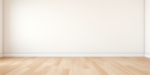 Blank white wall and oak wood flooring.