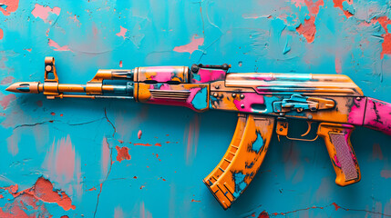 Colorful  Ak47 with copy space background 
