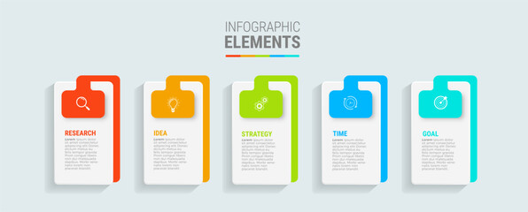 Business infographic template design icons 5 options or steps
