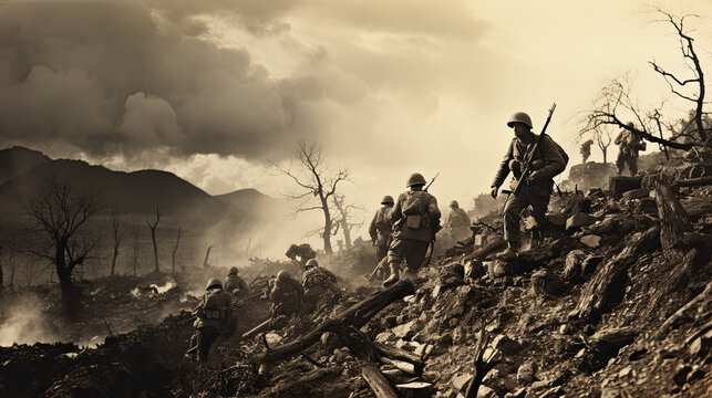 Soldiers on the Battlefield During World War 2
