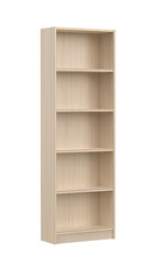 Wooden bookcase on transparent background