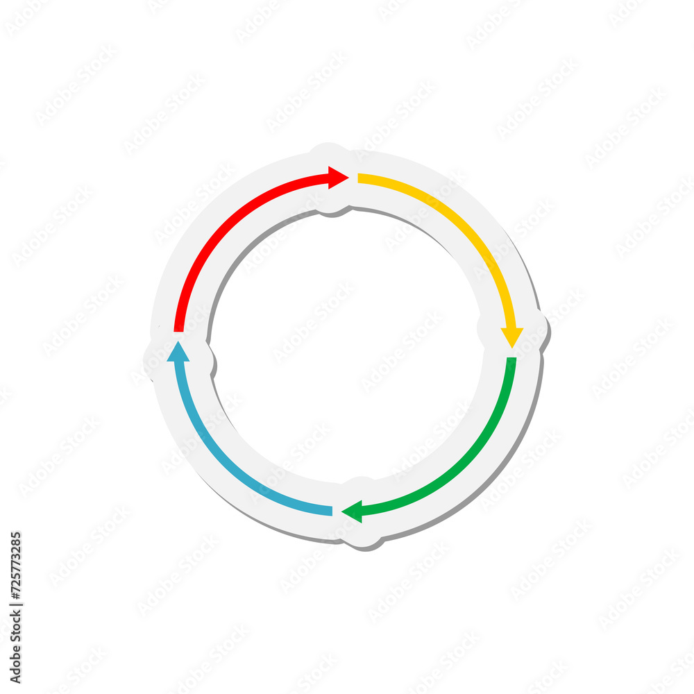 Poster circular arrows for recycle repetition rotation icon isolated on transparent background
