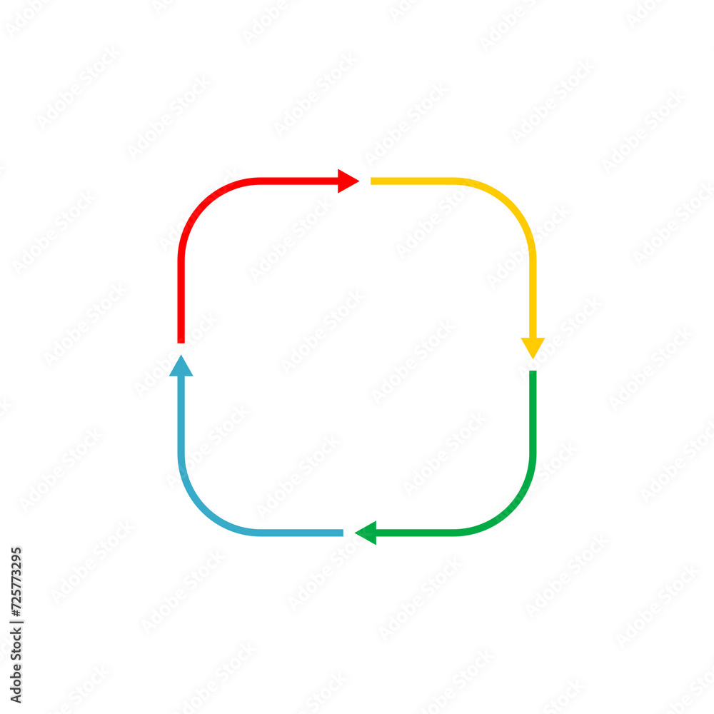 Poster circular arrows for recycle repetition rotation icon isolated on transparent background