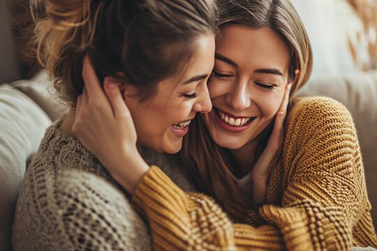 Two Women Hugging Each Other