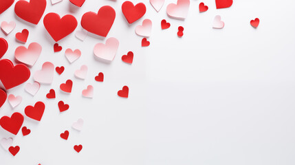 Walentynkowe tło - szablon w serca. Grafika na baner o miłości dla zakochanych. Czerwone tło - kocham Cię na 14 lutego - obrazy, fototapety, plakaty