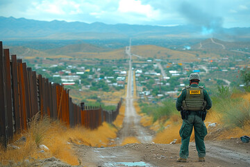 Guarding the Perimeter: Uniformed Officer at Border