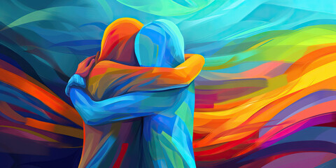 Grief and Loss: A Person Embracing Another in Comfort, Conveying Sadness and Empathy in Times of Sorrow