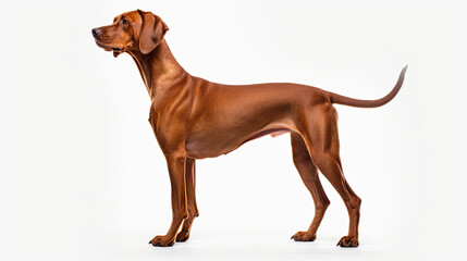 dog standing looking away isolated on white background