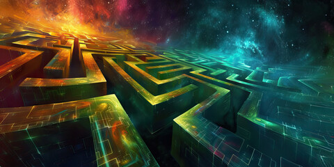 Astral Labyrinth: An Abstract Idea of a Cosmic Maze, Imagining a Multidimensional Puzzle Beyond Human Understanding