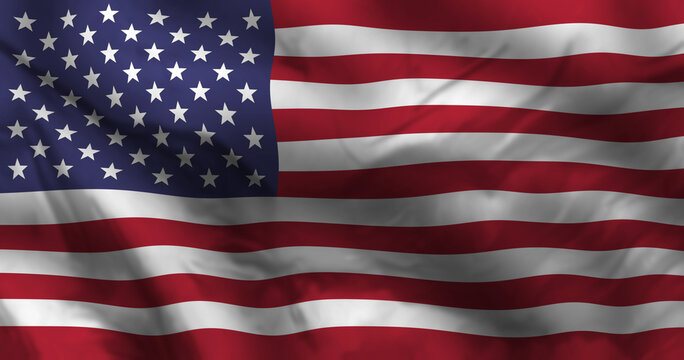 USA flag, US waving  fabric flag, American natiolal flag