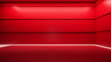 Obraz premium Red modern minimalistic interior background wall mockup 3d render