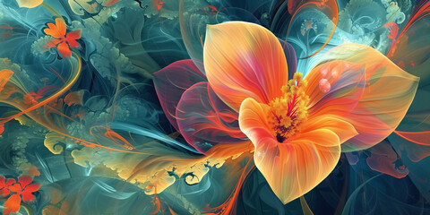 Love in Bloom: A Floral Illustration with Heart-Shaped Petals, Symbolizing Love Blossoming and Growing