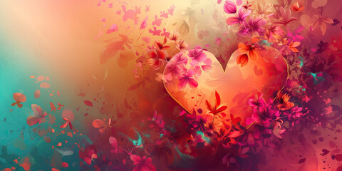 Love in Bloom: A Floral Illustration with Heart-Shaped Petals, Symbolizing Love Blossoming and Growing