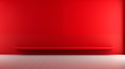 Obraz premium Red modern minimalistic interior background wall mockup 3d render