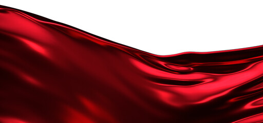 red wave silk satin fabric on white background for grand opening ceremony other occasion - obrazy, fototapety, plakaty