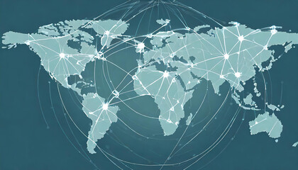 Abstract world map, concept of global network and connectivity
