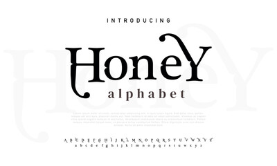 Honey Futuristic geometric font with numbers. Eps10 vector.