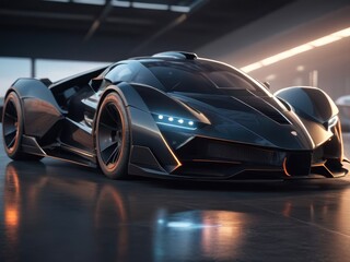 Speedster Surge: Dynamic Side Perspective of a black Futuristic Car