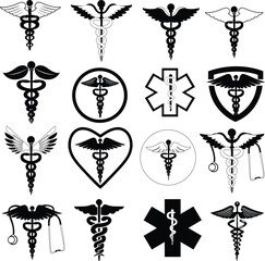 Fototapeta na wymiar Medical Symbol eps, Caduceus Symbol, Dark silhouette, Instant Download EPS, digital download