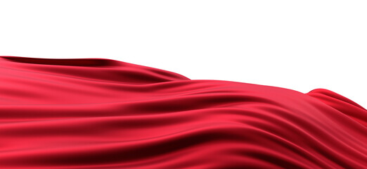 Abstract red cloth falling. Satin fabric flying in the wind