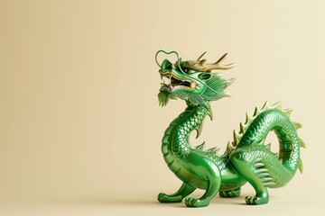 Obraz premium green wooden dragon, symbol of chinese new year