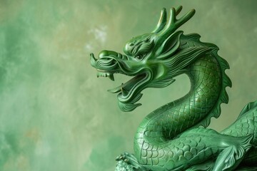 Fototapeta premium green wooden dragon, symbol of chinese new year