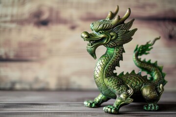 Fototapeta premium green wooden dragon, symbol of chinese new year