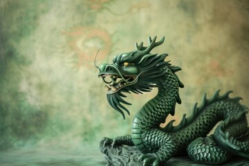 Fototapeta premium green wooden dragon, symbol of chinese new year