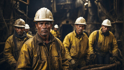 oil mine workers - obrazy, fototapety, plakaty