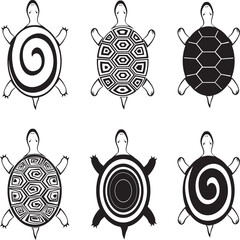 Turtles collection isolated on White background. Vector illustration