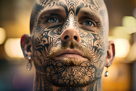 a man with a tattoo on his face