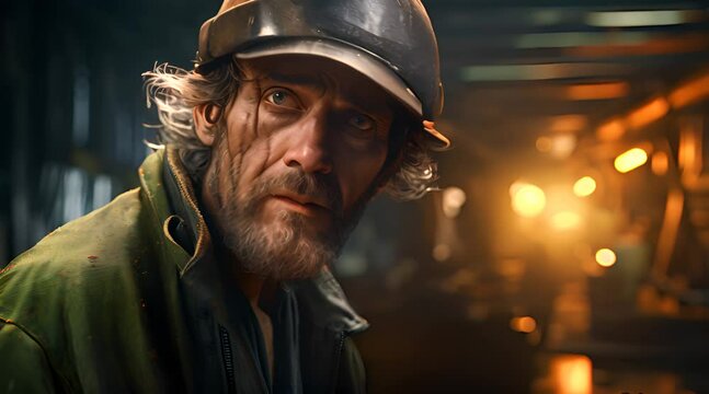 a man in a helmet looks at something