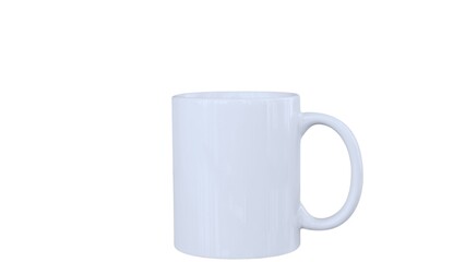 blank white mug mockup isolated on white background, coffee cup cutout on empty backdrop