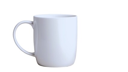 blank white mug mockup isolated on white background, coffee cup cutout on empty backdrop