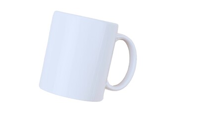 blank white mug mockup isolated on white background, coffee cup cutout on empty backdrop