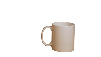 blank white mug mockup isolated on white background, coffee cup cutout on empty backdrop