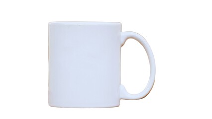 blank white mug mockup isolated on white background, coffee cup cutout on empty backdrop