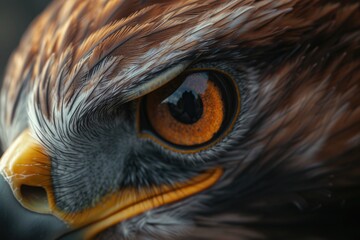 A detailed close-up of a bird of prey's face. Perfect for nature enthusiasts and wildlife photographers