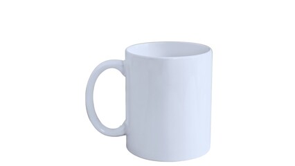 blank white mug mockup isolated on white background, coffee cup cutout on empty backdrop