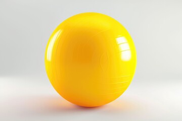 A yellow ball resting on a clean white surface. Suitable for sports, games, or children's themes