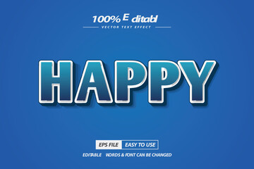 Happy minimal text effect in editable 3d style