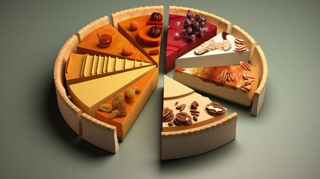 3D pie Charts in page, Ai generated image