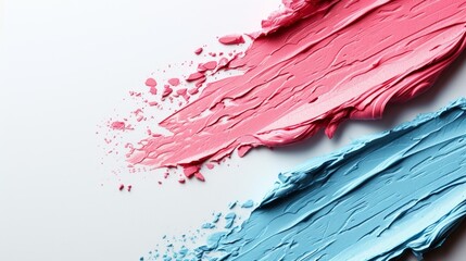Top-view image featuring isolated pastel lipstick smears on a white background, copy space for text