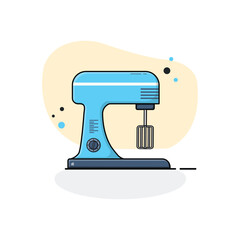Flat Design Kitchen Stand Mixer Vector Illustration. Kitchen Equipment Concept