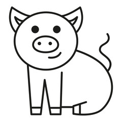 Pig. Vector hand drawn illustration.