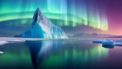 piękny arktyczny krajobraz z zorzą polarną, dekoracja generative ai - obrazy, fototapety, plakaty
