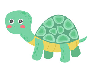 Cartoon turtle. Sea animal. Vector illustration.