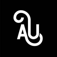 AU letter logo design on black background. AU creative initials letter logo concept. au letter design. AU white letter design on black background. A U, a u logo